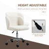 HOMCOM Office Chair, Cosy Teddy Fleece Upholstery Desk Chair with Backrest and Wheels for Home Office, White