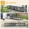 PawHut Wooden Cat Tunnel, Cat Play Tunnel 250cm Extra Long, with Eight Doors, L-Shape/Rectangle, for Cat, Rabbit, Puppy, Dark Grey