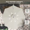 Outsunny 3 M Wall Mounted Garden Parasol Umbrella with Rotate, Outdoor Market Umbrella Sun Shade Canopy with 8 Ribs, Light Grey