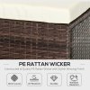 Outsunny 5 Pieces PE Rattan Garden Furniture Set with Cushions, Outdoor Corner Sofa, Patio Sectional Conversation Furniture Sets with Glass Top Coffee Table, Brown