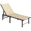 Outsunny Sun Lounger for Garden, 5-Level Adjustable Reclining Sun Lounger Chair, Flat Garden Lounger Sunbed with Texteline Seat, Steel Frame for Patio, Beach, Khaki