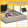 Outsunny Kids Wooden Sand Pit, Children Sandbox w/ Non-Woven Fabric, Two Seats, Canopy, for Gardens, Playgrounds - Grey