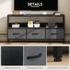 HOMCOM TV Stand Cabinet up to 55-inch, TV Unit with 3 Foldable Linen Drawers, Open Shelf for Living Room, Bedroom, Entertainment Room, Black