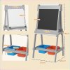 AIYAPLAY Art Easel for Kids with Paper Roll, Double-Sided Painting Easel with Chalkboard, Whiteboard, Eraser, Storage Boxes