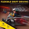 HOMCOM 24V Electric Go Kart for Kids, Drifting Ride-On Racing Go Kart with Slow Start, Music, Horn Honking and Safety Belt, for 8-12 Years Old, White