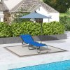 Outsunny Foldable Sun Lounger, Outdoor 4 Level Adjustable Backrest Reclining Chaise Chair, Steel Frame Recliner Chair for Camping, Hiking, Navy Blue