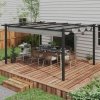 Outsunny 4 x 3(m) Aluminium Outdoor Pergola with Retractable Roof, Outdoor Gazebo Canopy Shelter with Grommet Holes for Garden, Patio, Lawn, Grey