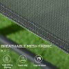 Outsunny Garden Bistro Set, 3 Pieces Table and Chairs Set, Outdoor Garden Furniture with Foldable Breathable Mesh Fabric Armchairs & Glass Top Coffee Table, Dark Grey
