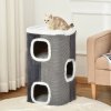 PawHut Cat Barrel Scratching Post Cat Tree for Indoor Cats Kitten Climbing Frame Pet Play Tower Soft Plush & Lamb Fleece Grey