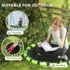 AIYAPLAY Kids Nest Swing Seat, Hanging Set with Height Adjustable Ropes for Kids, 100cm Diameter Round Saucer Swing Chair for Outdoor, Garden, Black/Green
