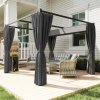 Outsunny 3 x 3(m) Pergola with Retractable Roof Canopy and Curtains, Metal Frame Garden Gazebo Outdoor Sun Shade Shelter for Grill, Patio, Deck, Charcoal Grey