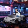 AIYAPLAY McLaren 765LT Licensed Electric Car for Kids with Butterfly Doors, 12V Kids' Electric Ride on with Remote Control, Transport Wheels, LED Lights, MP3 Music, Horn, for 3-6 Years, Grey