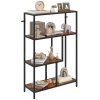 HOMCOM 4-Tier Bookshelf, Industrial Bookcase with Metal Frame, Storage Shelving Unit, Freestanding Shelves for Home Office, Study, Living Room, Bedroom, Rustic Brown