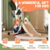 AIYAPLAY Kids Slide, 3 in 1 Foldable Toddler Slide with Basketball Hoop, Climber, Carrot-themed Indoor Slide for 1-3 Years Old, Orange