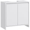 HOMCOM Under Sink Bathroom Cabinet, Freestanding Under Sink Cabinet with 2 Doors and Shelf for Basin without or with Pedestal, White