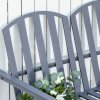 Outsunny Garden Bench Loveseat 2 Seat Chair for Outdoor Park, Yard, Steel Frame, Decorative Slatted Design, Grey