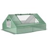 Outsunny 180 x 140 x 80cm Portable Mini Greenhouse, Garden Small Green House with Zipped Windows and Door, Tunnel Planting Shed, Outdoor Flower Planter Warm House, Dark Green