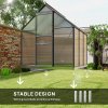 Outsunny Polycarbonate Greenhouse, Small Greenhouse with Adjustable Roof Vent, Garden Green House with Galvanised Base, Sliding Door and Rain Gutter, 190 x 190 x 200 cm, Grey