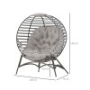 Outsunny Egg Chair with Soft Cushion, Outdoor Lounge Chair with Steel Frame and Side Pocket, Garden Leisure Seat for Indoor, Outdoor, Light Grey