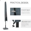 Outsunny Parasol Cover, Cantilever Umbrella Cover for 2-3.5 m Parasols, 420D Oxford Fabric Banana Umbrella Protector with Zipper for Outdoor Garden, Patio, Grey