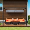 Outsunny 3 x 3(m) Outdoor Lean To Pergola Retractable Canopy Wall Mounted Gazebo Patio Shelter Sun Shade, Grey