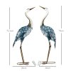 Outsunny Crane Garden Ornaments, 2 PCS Steel Garden Statue Set Gifts, Water and Rust Resistant Sculptures for Patio Pond Landscape Decoration, Multi-Colour