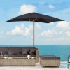 Outsunny 2 x 3m Wooden Garden Parasol Umbrella Outdoor Sun Shade Canopy, Table Market Umbrella with Vent, 38 mm Pole, Rope Pulley Mechanism, Black