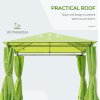 Outsunny 3 x 3(m) Garden Gazebo, Outdoor Gazebo Canopy Shelter with Curtains and Steel Frame for Lawn, Yard and Deck, Green