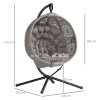 Outsunny Outdoor Hanging Chair, Swing Chair with Metal Stand, Thick Padded Cushion, Foldable Basket and Side Pocket, for Indoor and Outdoor, Sand