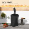 Outsunny 2-in-1 Outdoor Pizza Oven 3-Tier Freestanding Charcoal BBQ Grill with Rain Cover, Chimney, Thermometer, Bottom Shelf, Anti-scald Handles, Wheels for Garden Party Gathering