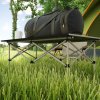 Outsunny Portable Camping Table, 3ft Lightweight Folding Aluminium Picnic Table with Roll Up Top, Carry Bag for Outdoor Camping, Picnic, Hiking, Cooking, BBQ, Fishing, Khaki