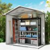 Outsunny 6.5ft x 3.5ft Garden Storage Shed, Large Metal Shed for Outdoor Storage with Double Sliding Doors and 4 Vents, Grey