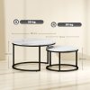 HOMCOM Round Nesting Coffee Table Set of 2, Large Stacking End Side Table with Steel Frame for Living Room, Bedroom, Home Office, 78.5 x 78.5 x 46.5 cm, Marble White