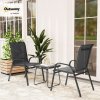 Outsunny Garden Bistro Set, 3 Piece Garden Furniture Set with Stackable Armchairs and SPC Board Coffee Table, Bistro Table and Chairs with Texteline Seats for Balcony, Porch, Black