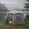Outsunny Instant Pop Up Camping Tent, 2/3/4 Person Easy Setup Dome Family Tent with Vestibule, Rainfly, 4 Mesh Windows & 2 Doors, Hexagonal Design, Waterproof & UV Protected, Dark Grey