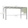 Outsunny 3 x 4m Metal Pergola with LED Lights, Outdoor Garden Pergola with Sliding Roof, Solar Powered, for BBQ, Cream White
