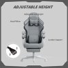 HOMCOM Ergonomic High Back Gaming Chair for Adults, Printed Velvet Computer Recliner Chair with Footrest, Lumbar Support, Adjustable Height and 360 Swivel Seat for Office or Gaming, Grey