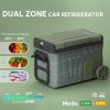 Outsunny 33L Camping Fridge Freezer Dual Zone, Portable Car Fridge 12V/24V DC & 100-240V AC, Electric Cool Box -20°C-20°C with Wheels and LED Light, for Travel, RV, Road Trip, Picnic [Energy Class E]