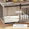 PawHut Dog Crate Furniture, Dog House Furniture Style for Large Breeds, Pet Kennel with Removable Cushion for Indoor Use, 98 x 58 x 61cm, Brown