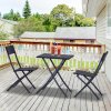 Outsunny 3 Pieces Folding Rattan Bistro Set, Garden Furniture Bistro Set with Folding Garden Table and Chairs, Wicker Balcony Furniture for Outdoor, Patio, Porch, Black