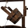 Outsunny Wooden Garden Wishing Well Fountain Barrel Waterfall Rustic Wood with Pump Garden D??cor Ornament