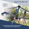 Outsunny 3 x 3(m) Pop Up Gazebo with Extend Dual Awnings, 1 Person Easy up Marquee Party Tent with 1-Button Push, Double Roof, Wheeled Bag, Sandbags, Height Adjustable Instant Shelter, Blue