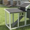 PawHut Large Chicken Coop with Run Garden Hen House Poultry Coops Cages with Nesting Box Wooden 204 x 85 x 93cm, Grey