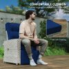 Outsunny 4 Piece Rattan Garden Furniture Set with Adjustable Backrest, Wicker Outdoor Furniture Sofa Set with Loveseat, Reclining Armchairs, Thickened Cushions and Glass Top Table, Navy Blue