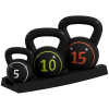 SPORTNOW Set 3 Kettlebell Set Weights with Storage Stand for Home Gym Weight Lifting Training, 5lbs, 10lbs, 15lbs (2.2kg, 4.5kg, 6.8kg)