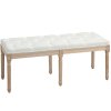 HOMCOM Bedroom End of Bed Bench, 117cm French Vintage Bench with Thick Padding and Wood Legs, Button Tufted Bench for Entryway Living Room Bedroom Decor, Cream White