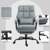 HOMCOM Executive Office Chair with Footrest, PU Leather High Back Desk Chair with Lumbar Support, Swivel Computer Chair with Adjustable Height and Padding Armrests, Grey