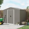 Outsunny 7.7 x 5.7ft Metal Garden Shed, Galvanised Outdoor Tool Storage House with Ventilation Slots and Sliding Doors, Light Grey