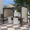 Outsunny 3 x 3(m) Garden Pergola, Outdoor Pergola Gazebo with Adjustable Canopy, Sun Shade Patio Canopy Shelter, Beige
