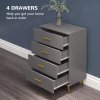 HOMCOM Bedroom Chest of Drawers, Modern 4-Drawer Dresser, Storage Drawer Unit with Aluminium Legs, Dark Grey